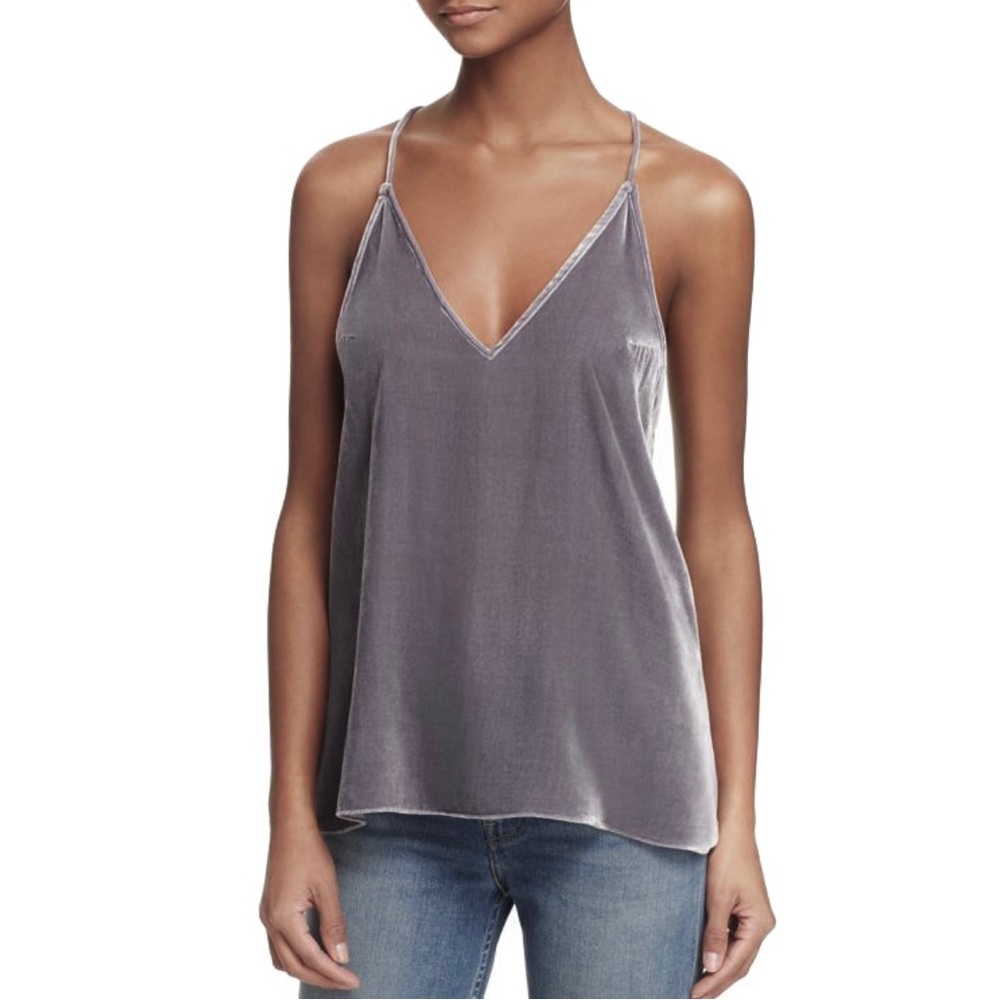NEW CAMI NYC GREY VELVET RACERBACK TANK TOP